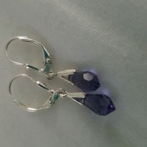 Genuine swarovski crystal tanzanite earrings.